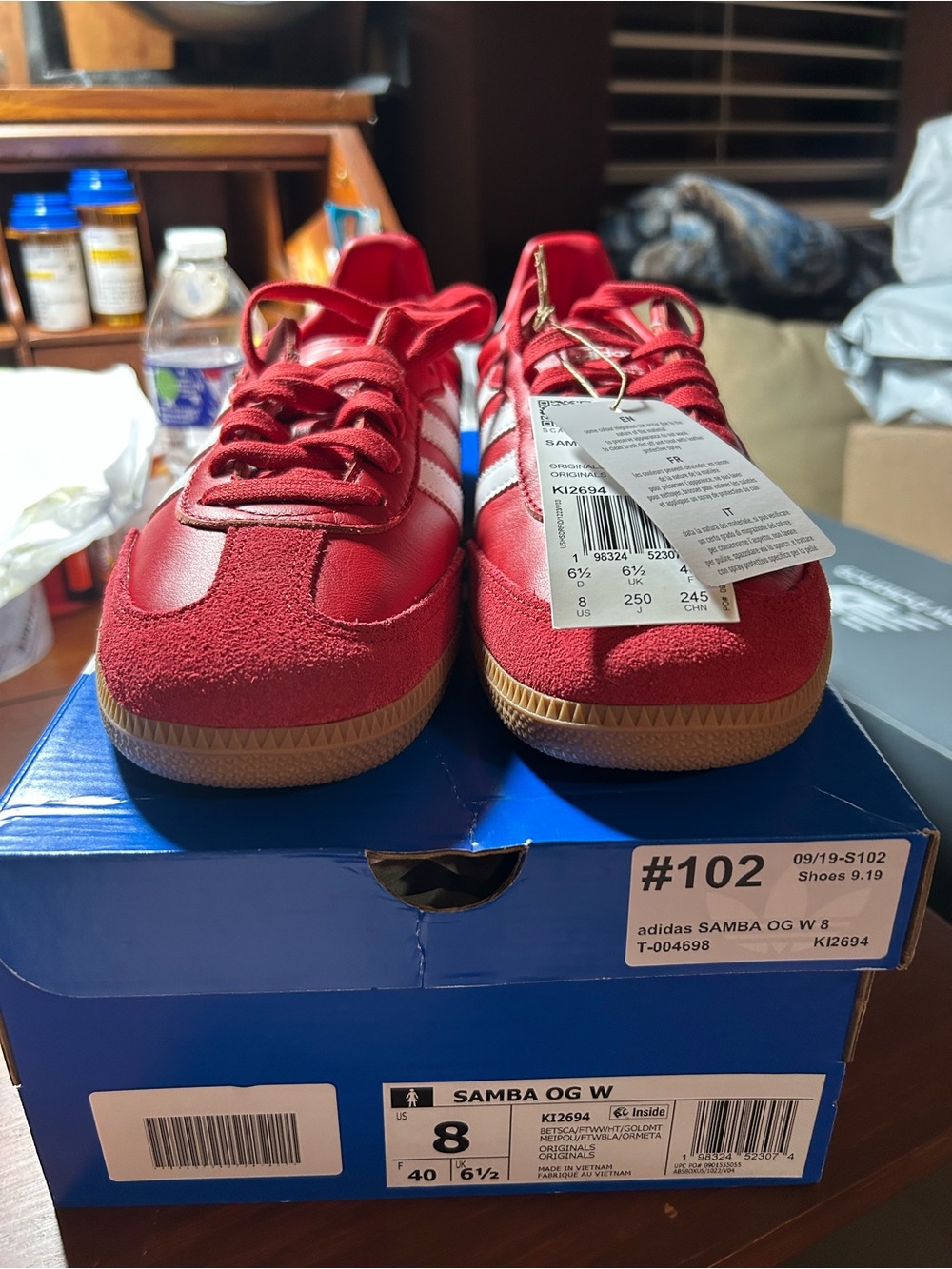 adidas Red Samba OG Women’s Sneakers with Gum Sole